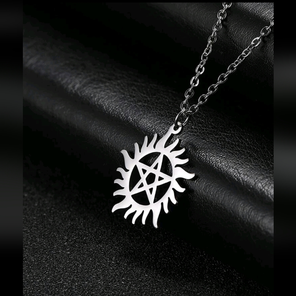 Silver Sunburst Pendant Necklace